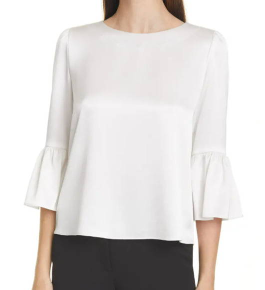 Alice + Olivia Bernice Ruffle Top Size X-Large Off White NEW WITH TAGS - Picture 1 of 6